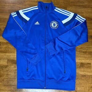 Chelsea Football Club Adidas Blue Zip Up Jacket with Club Seal/Three Stripe S